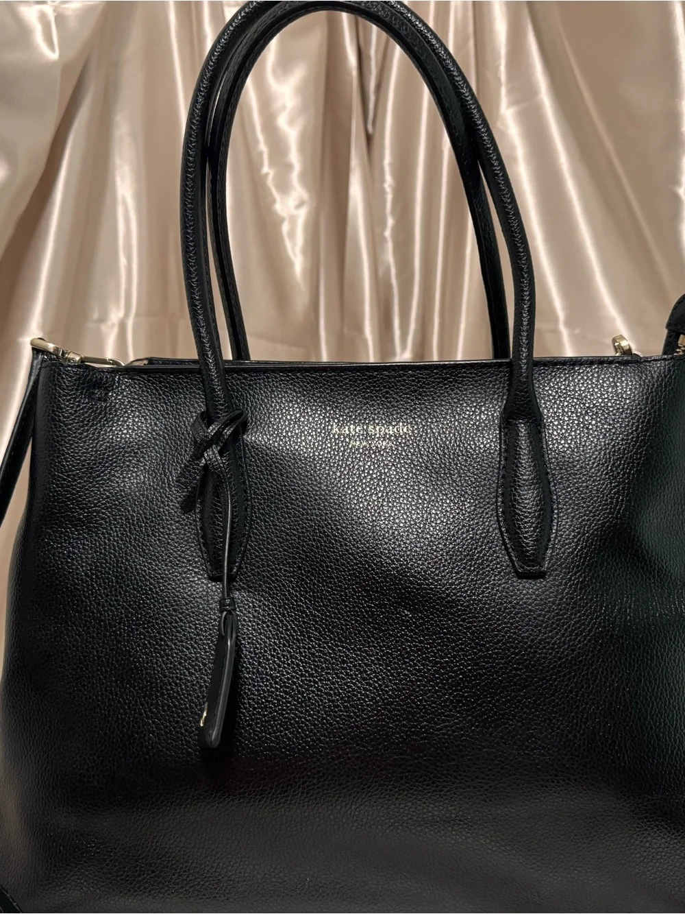 kate spade Black Pebbled Leather Tote with Shoulder Strap